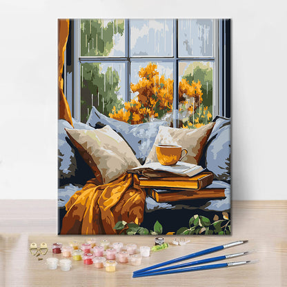 Día lluvioso fuera de la ventana - Pintura por números