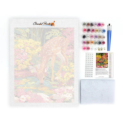 Ciervos Sika bebiendo agua - Pintura por números