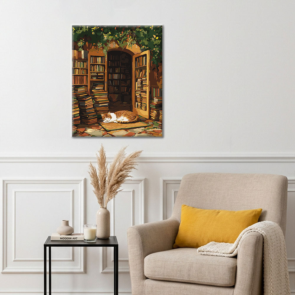 El gato de la biblioteca - Pintura por números