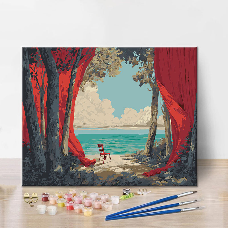 El mar tras la cortina - Pinta por números
