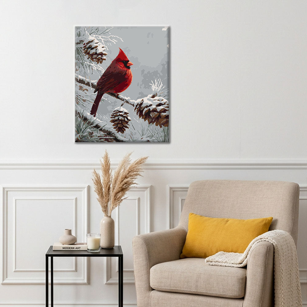 Cardenal de invierno - Pintura por números