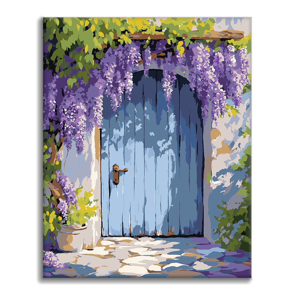 Cortina de glicinias para puerta - Pintura por números