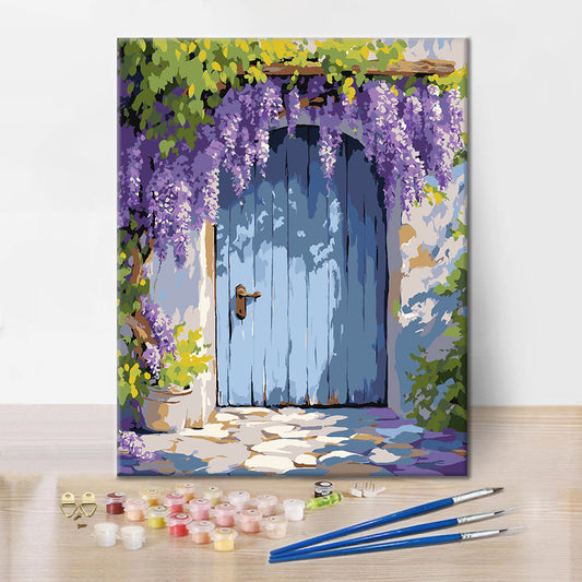 Cortina de glicinias para puerta - Pintura por números