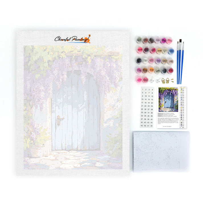 Cortina de glicinias para puerta - Pintura por números