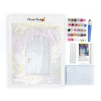 Cortina de glicinias para puerta - Pintura por números
