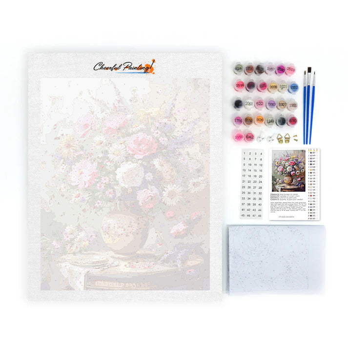 Ramo de flores en jarrón campestre - Pintura por números