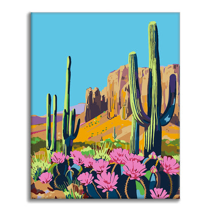 Flor de cactus del desierto - Pintura por números