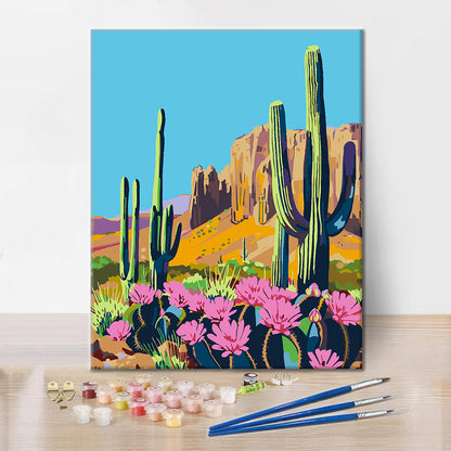Flor de cactus del desierto - Pintura por números