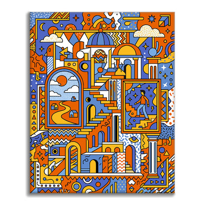 Paisaje onírico geométrico - Pinta por números