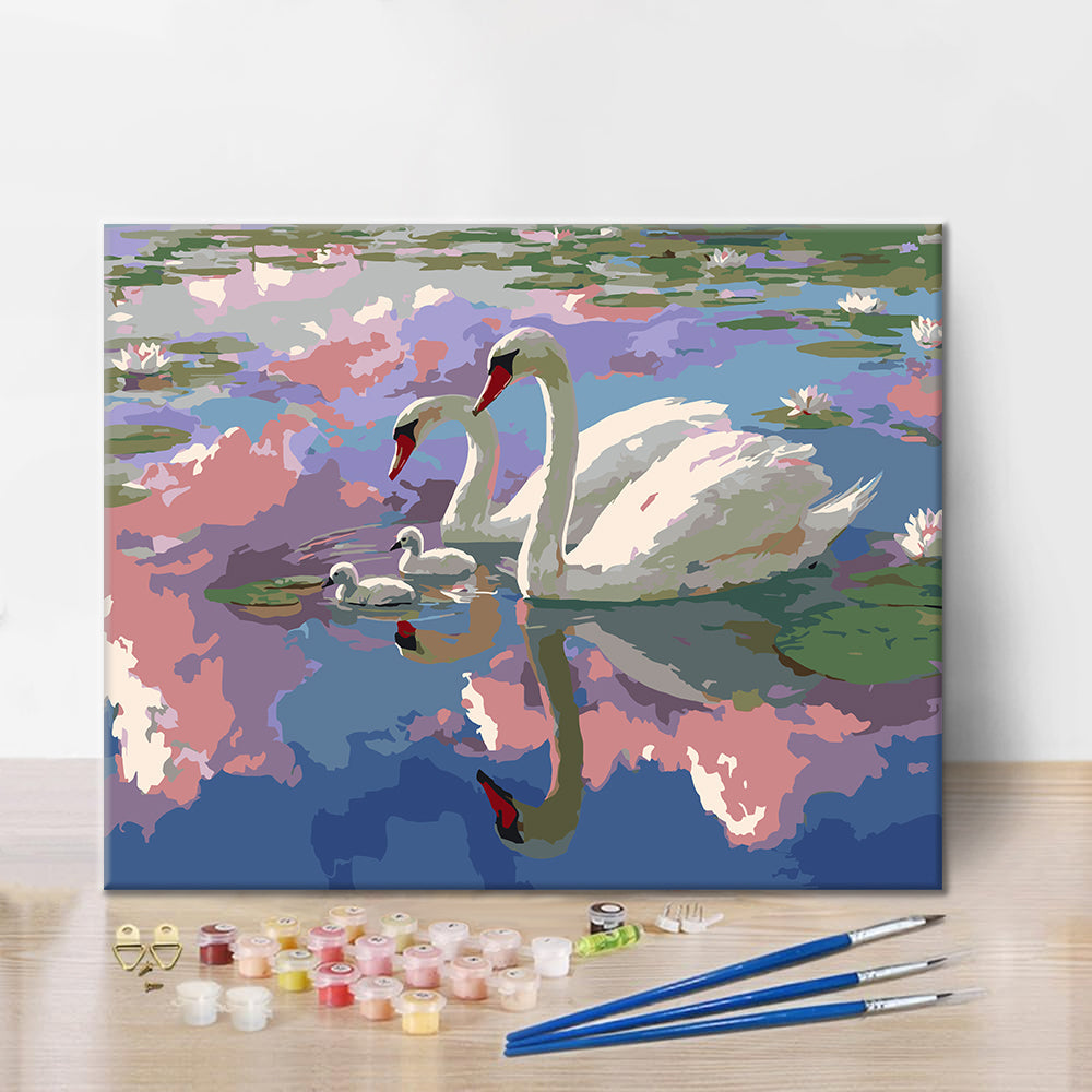 Cisnes de la laguna - Pintura por números