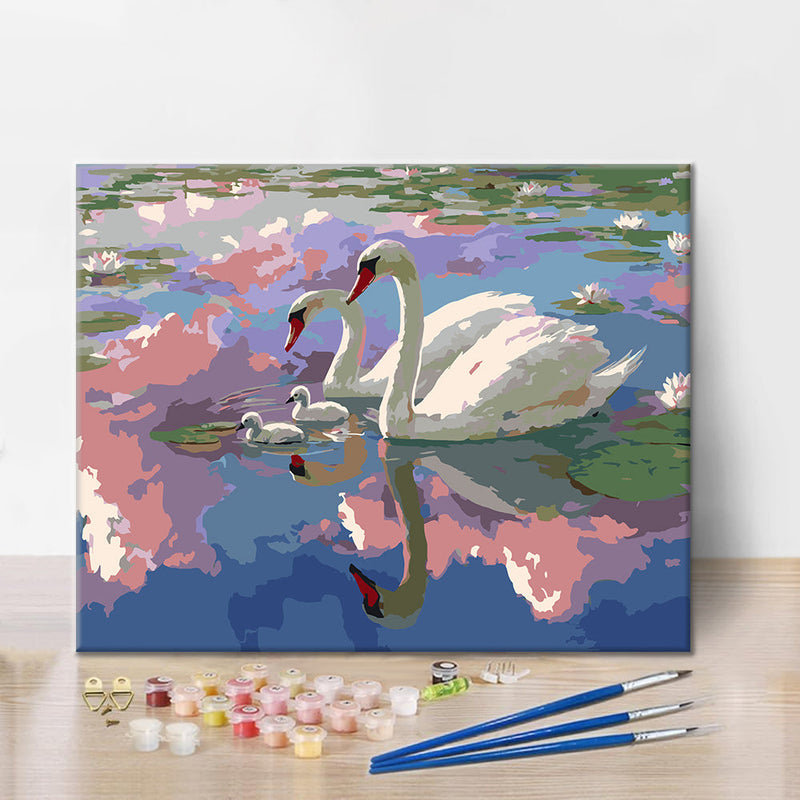 Cisnes de la laguna - Pintura por números