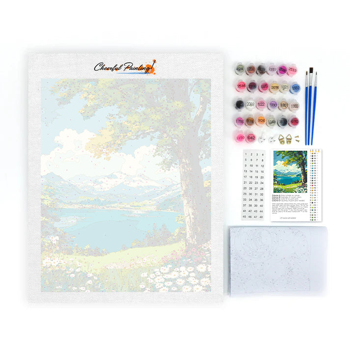Flores a la orilla del lago - Pintura por números