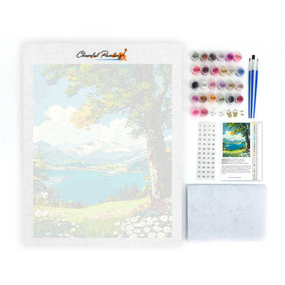 Flores a la orilla del lago - Pintura por números