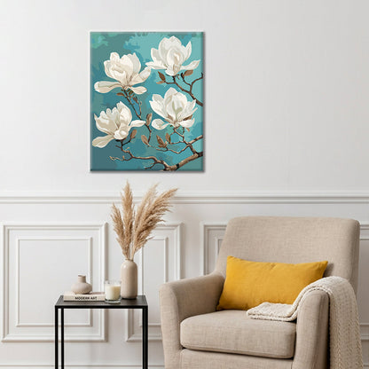 Magnolia blanca en primer plano - Pintura por números