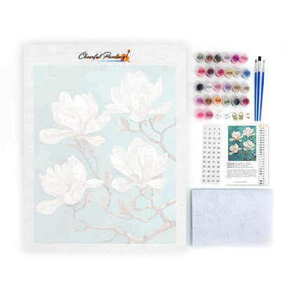 Magnolia blanca en primer plano - Pintura por números