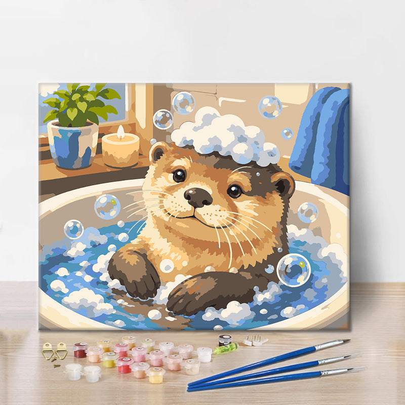 Nutria bañándose – Pintura por números