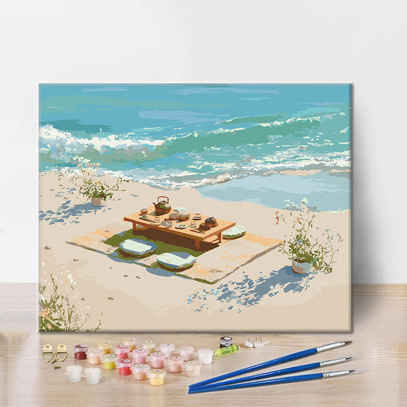 Té junto a la playa – Pintura por números