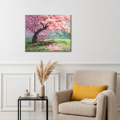 Banco entre flores – Pintura por números
