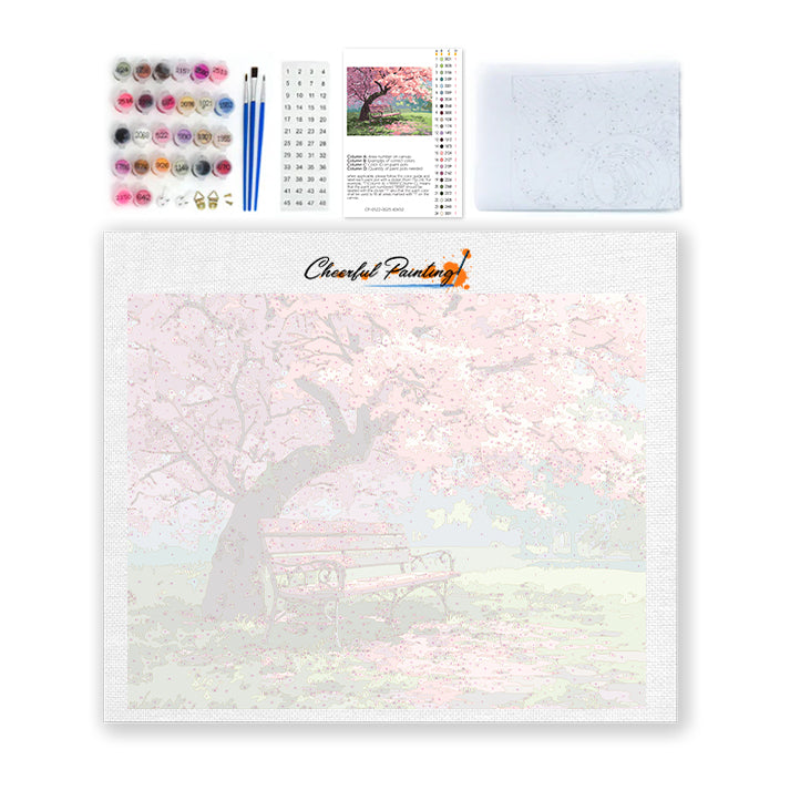 Banco entre flores – Pintura por números