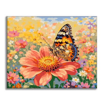 Mariposa sobre una flor – Pintura por números