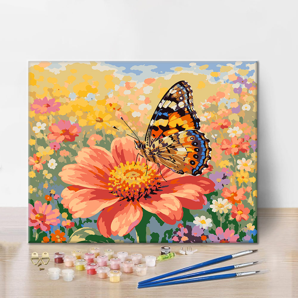 Mariposa sobre una flor – Pintura por números