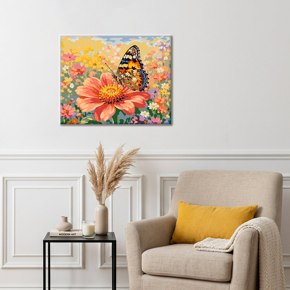 Mariposa sobre una flor – Pintura por números