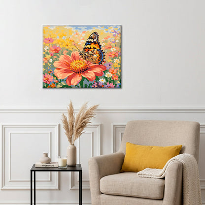 Mariposa sobre una flor – Pintura por números