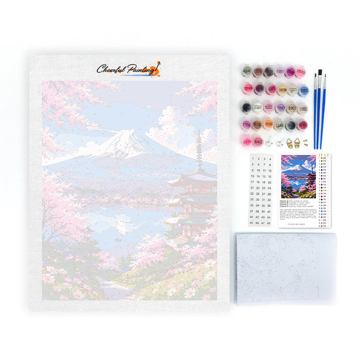Vista de cerezos en flor – Pintura por números