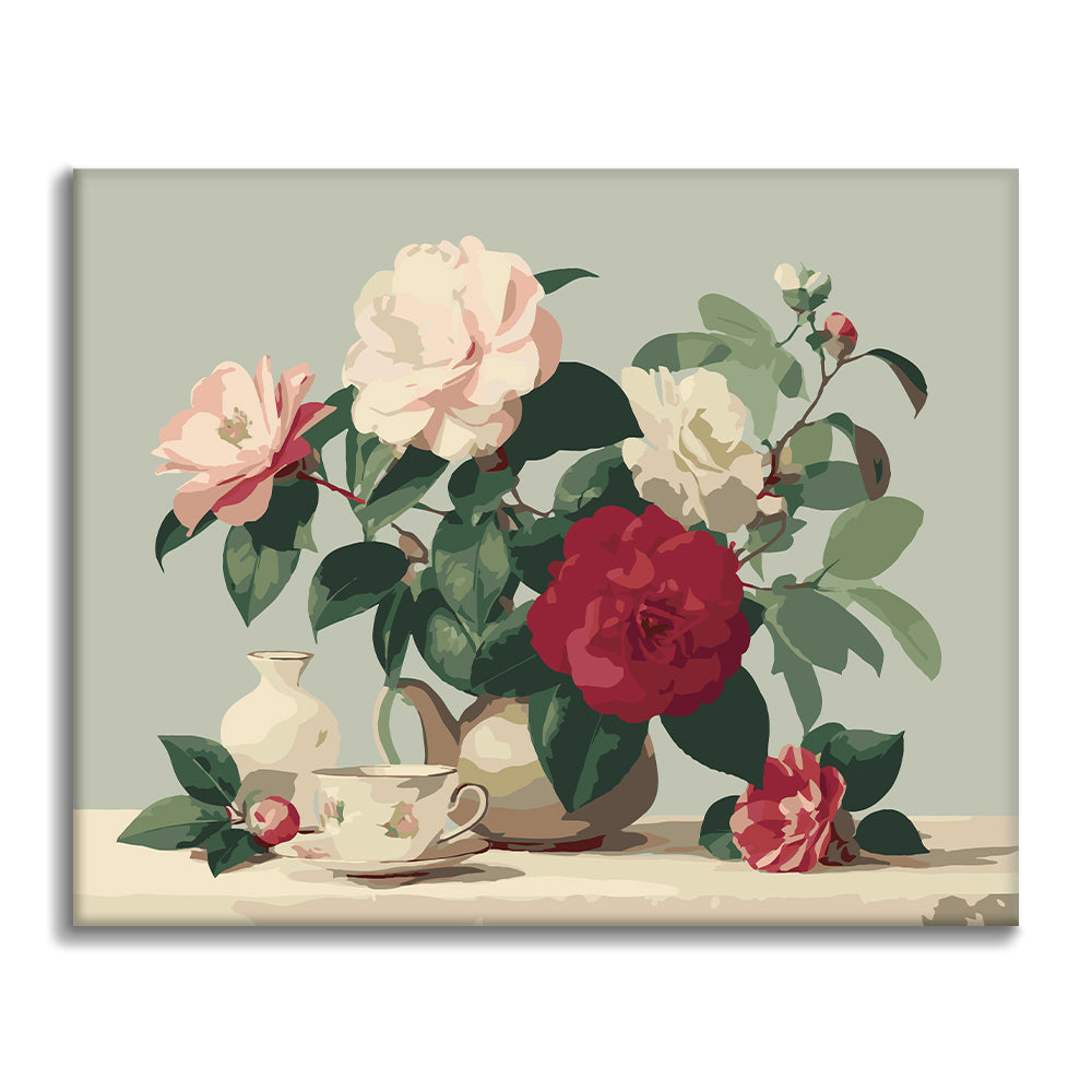 Camelias elegantes – Pintura por números