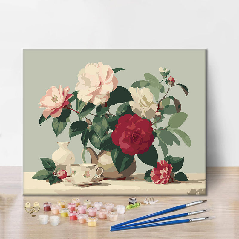 Camelias elegantes – Pintura por números