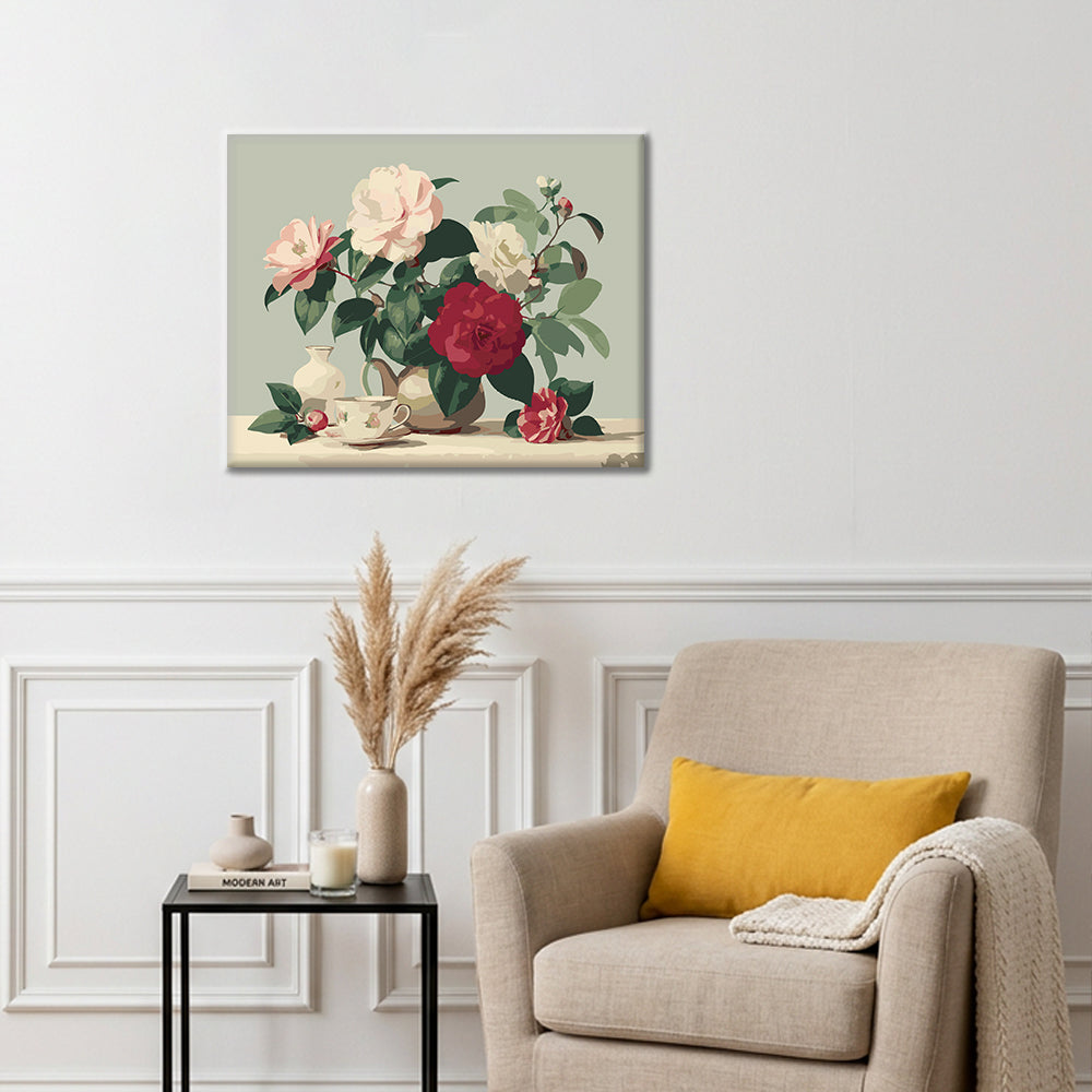 Camelias elegantes – Pintura por números