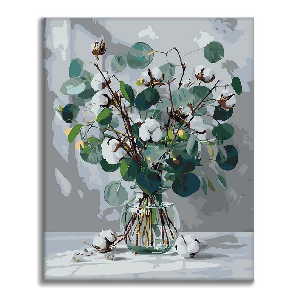 Eucalipto y algodón blanco – Pintura por números