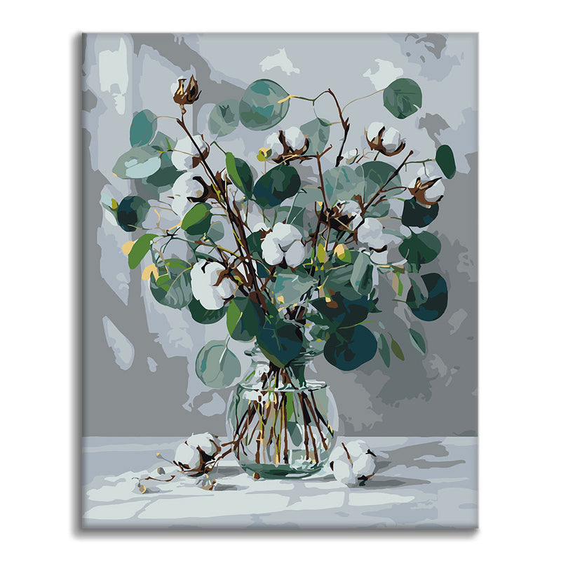 Eucalipto y algodón blanco – Pintura por números