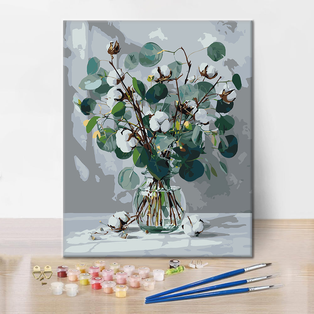 Eucalipto y algodón blanco – Pintura por números