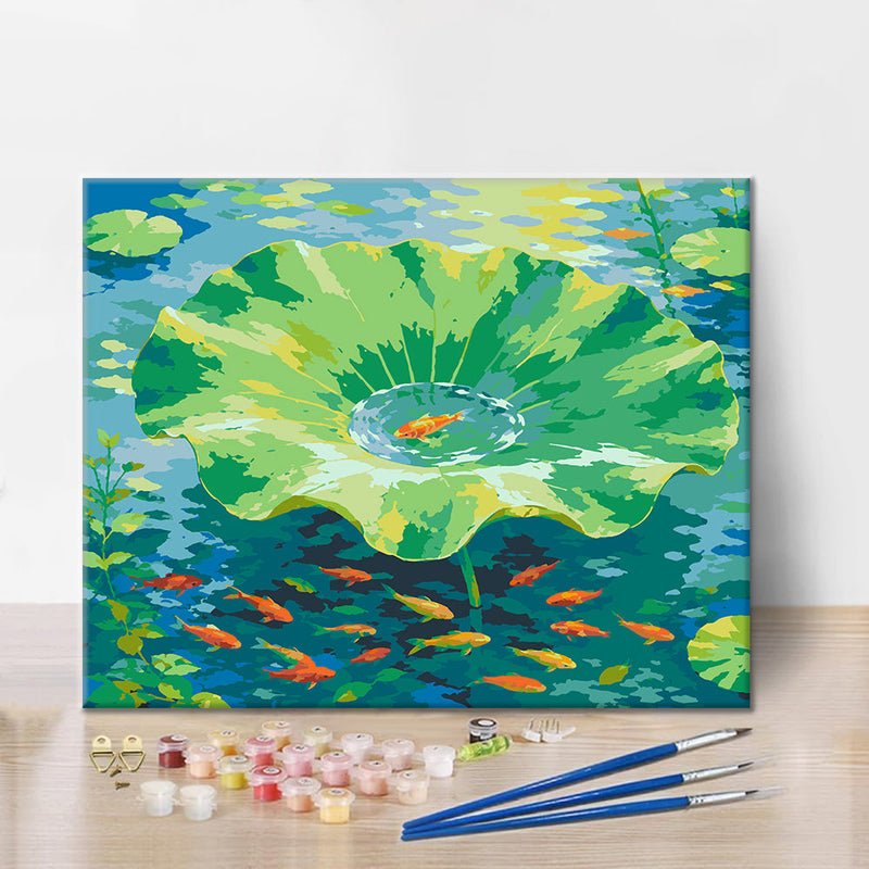 Pez sobre hoja de loto – Pintura por números