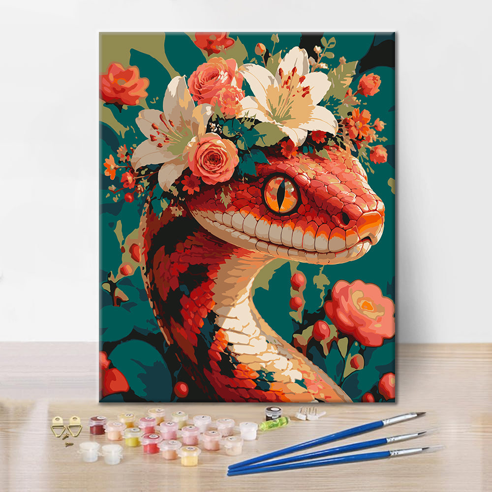 Serpiente floral – Pintura por números