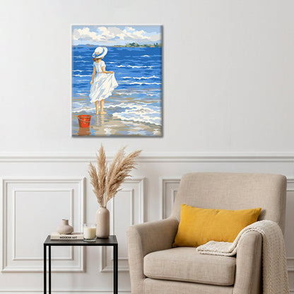 Niña en la playa – Pintura por números