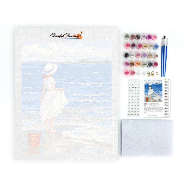 Niña en la playa – Pintura por números