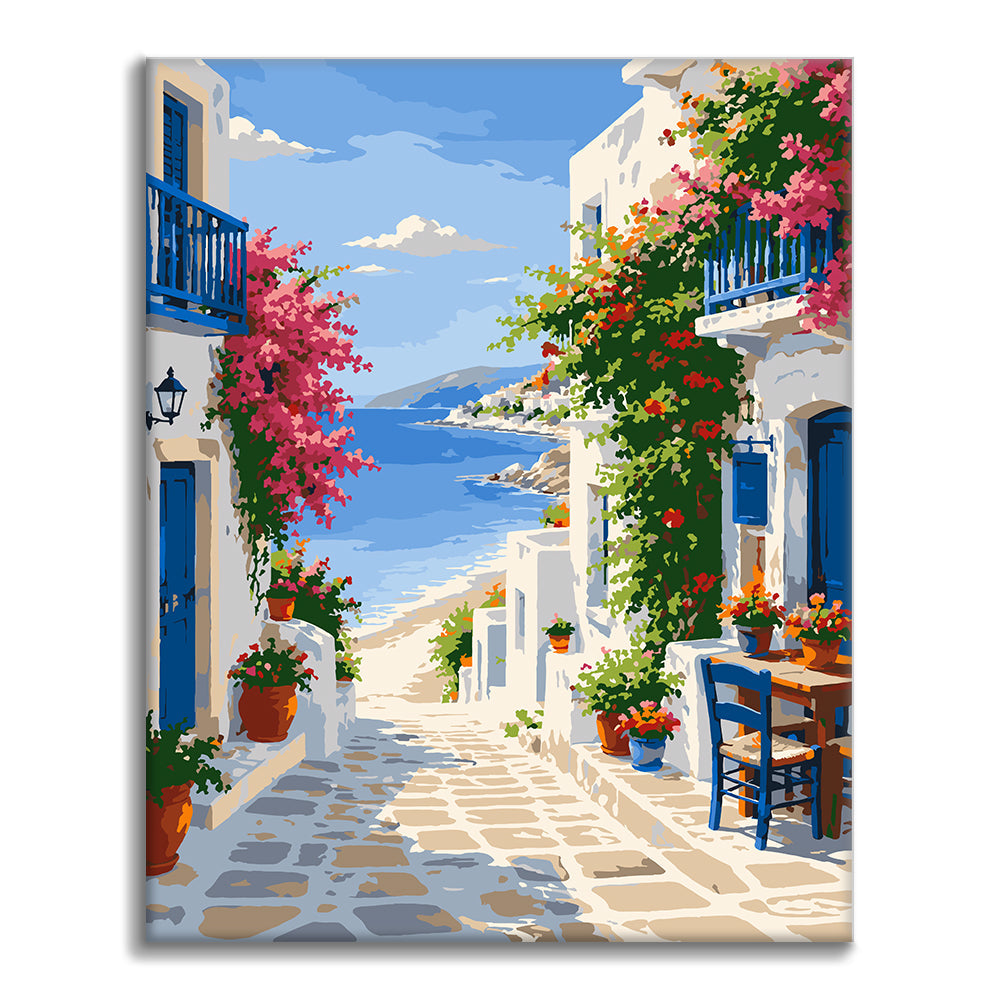 Calle de isla griega – Pintura por números