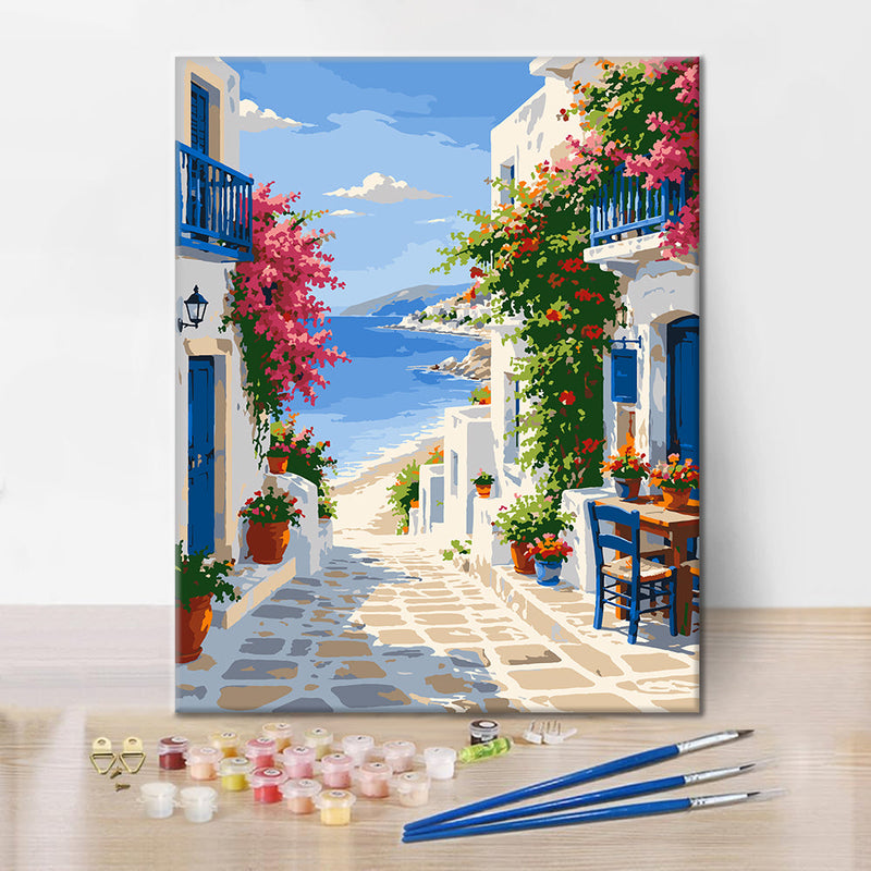 Calle de isla griega – Pintura por números