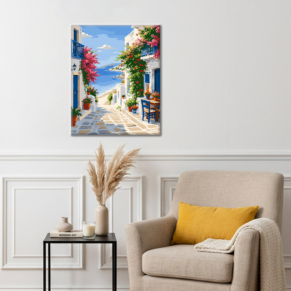 Calle de isla griega – Pintura por números