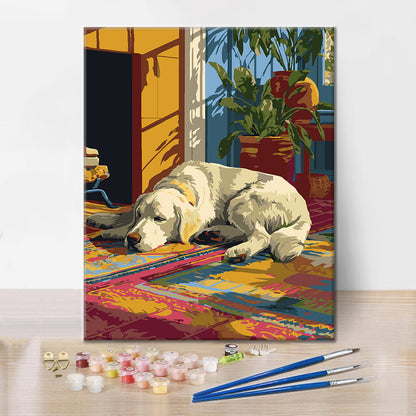 Golden retriever perezoso – Pintura por números