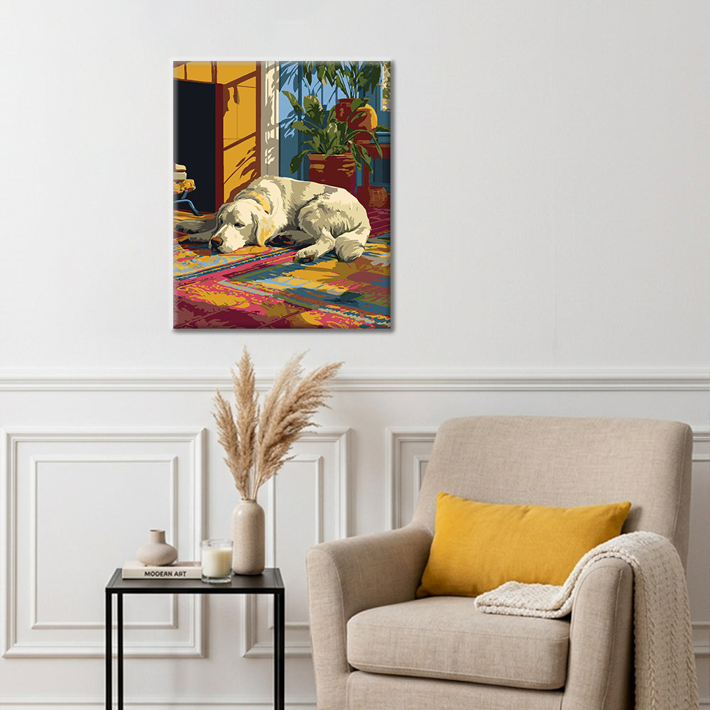 Golden retriever perezoso – Pintura por números