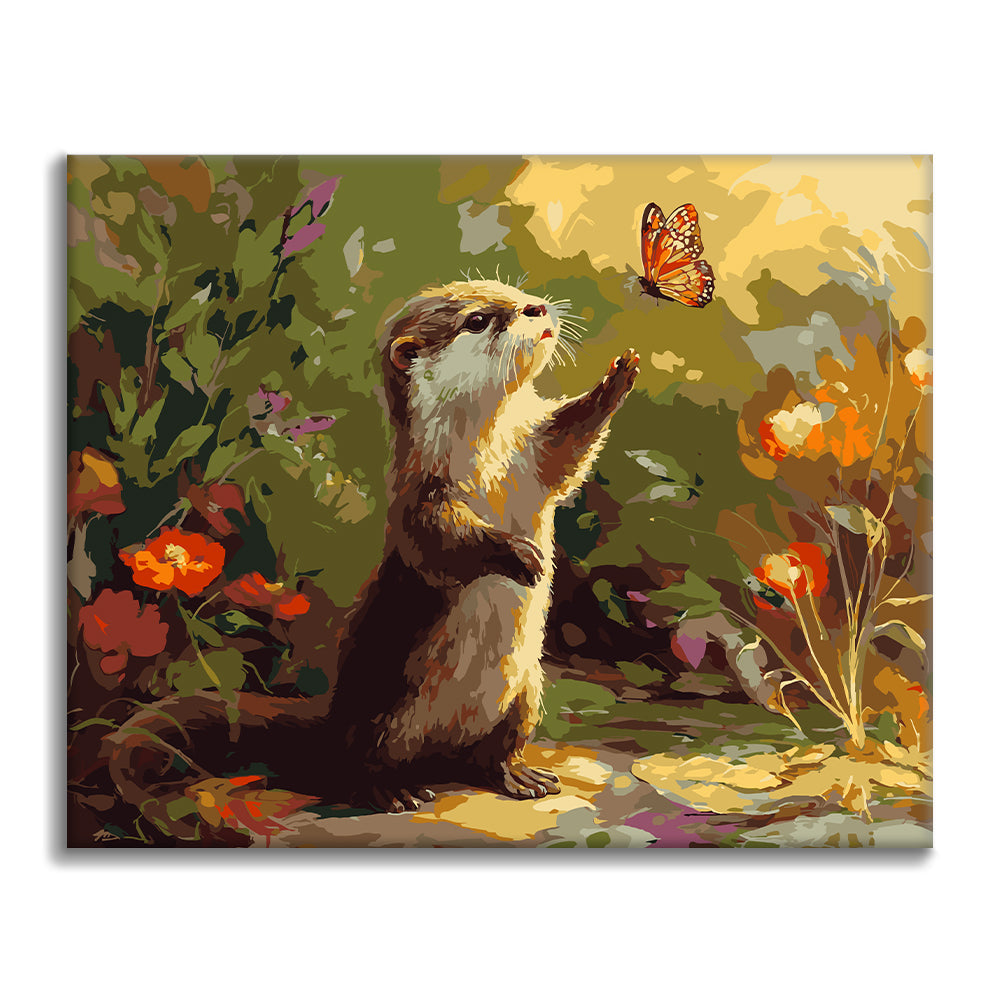 Nutria y mariposa – Pintura por números