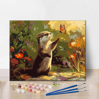 Nutria y mariposa – Pintura por números