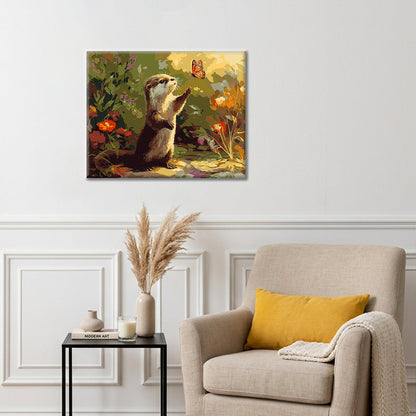 Nutria y mariposa – Pintura por números