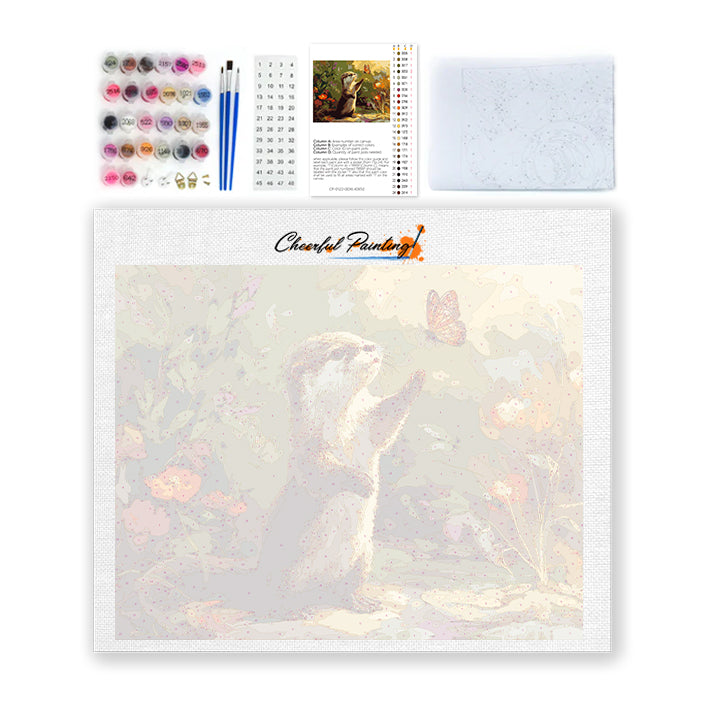 Nutria y mariposa – Pintura por números