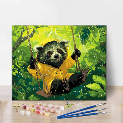 Columpio en día lluvioso – Pintura por números