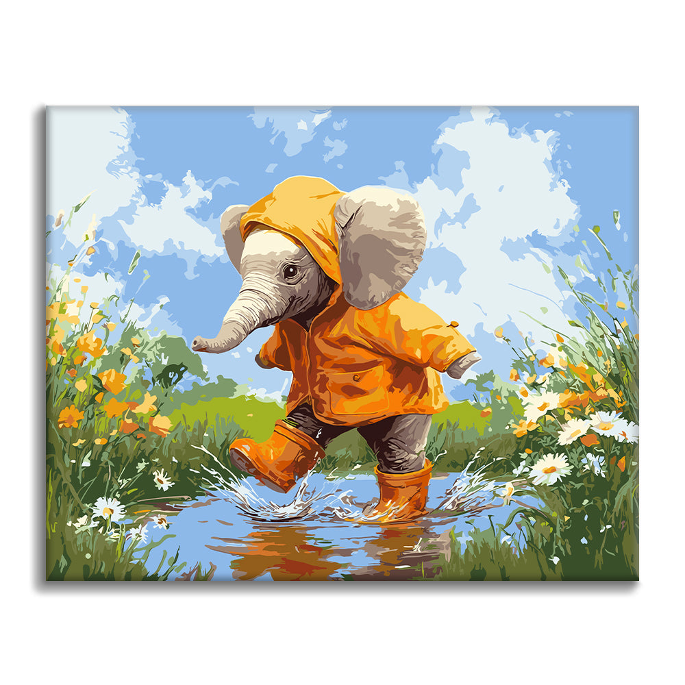 Elefante bajo la lluvia – Pintura por números