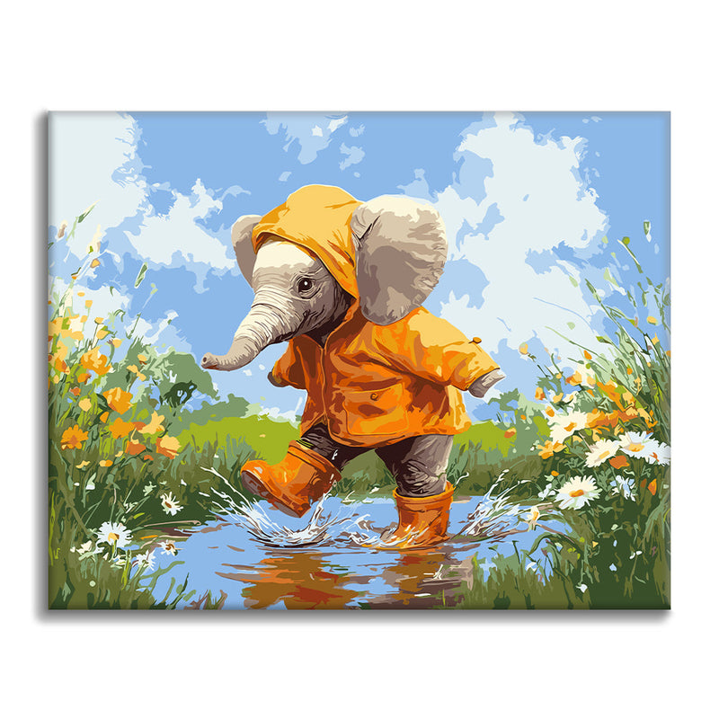 Elefante bajo la lluvia – Pintura por números